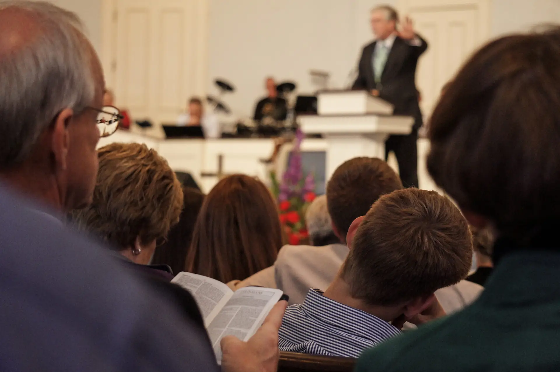 View of ministry leader from congregation.