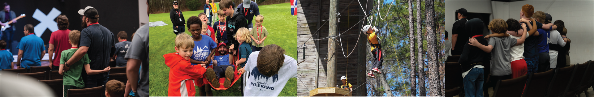 Adventure Weekend 3 Multiple images of boys and dads at Adventure Weekend