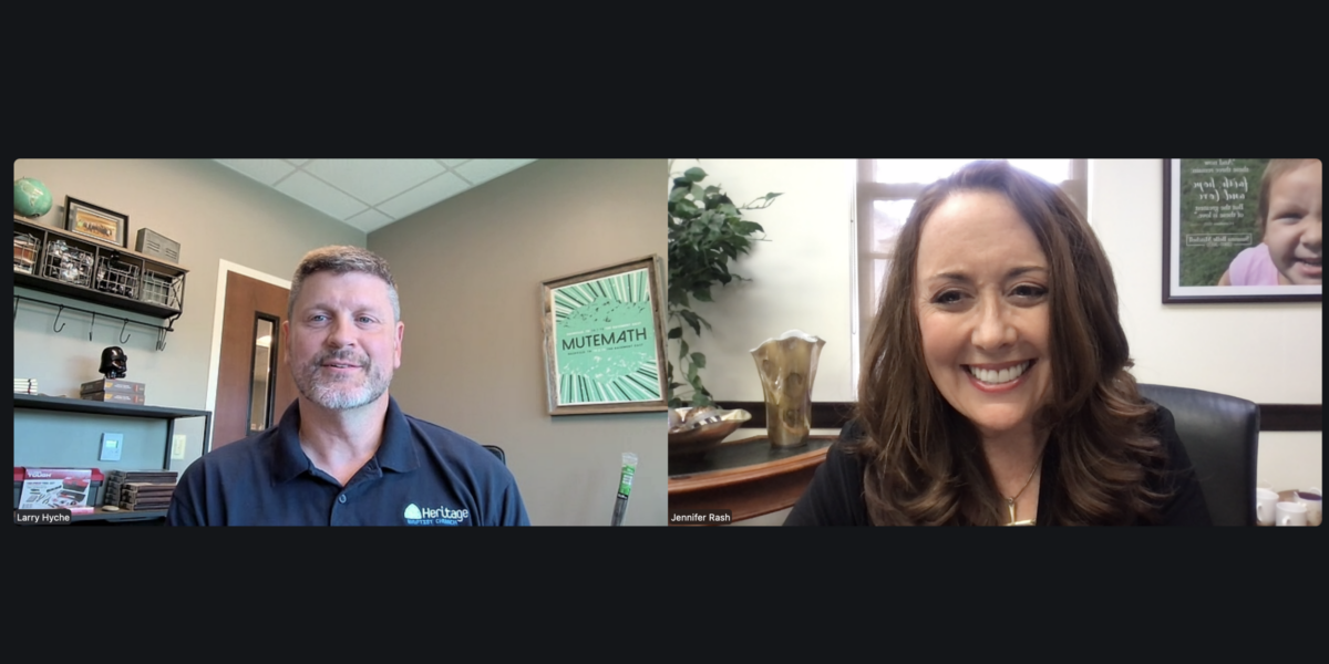 Larry Hyche and Jennifer Rash on a split screen video call