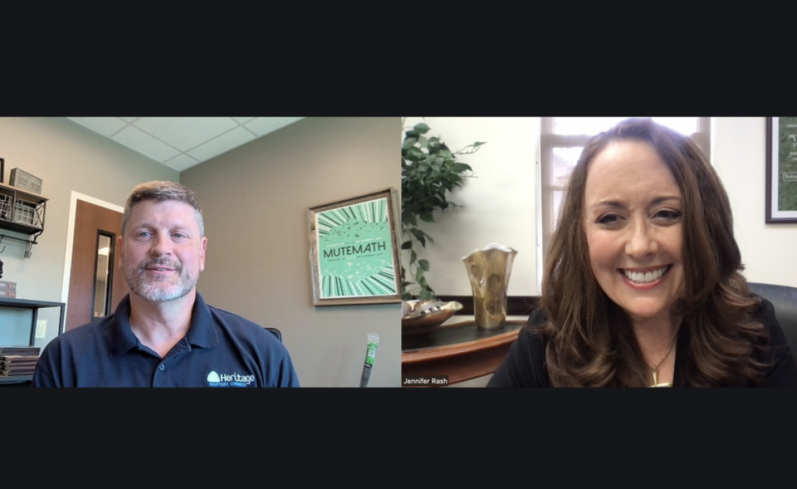 Larry Hyche and Jennifer Rash on a split screen video call